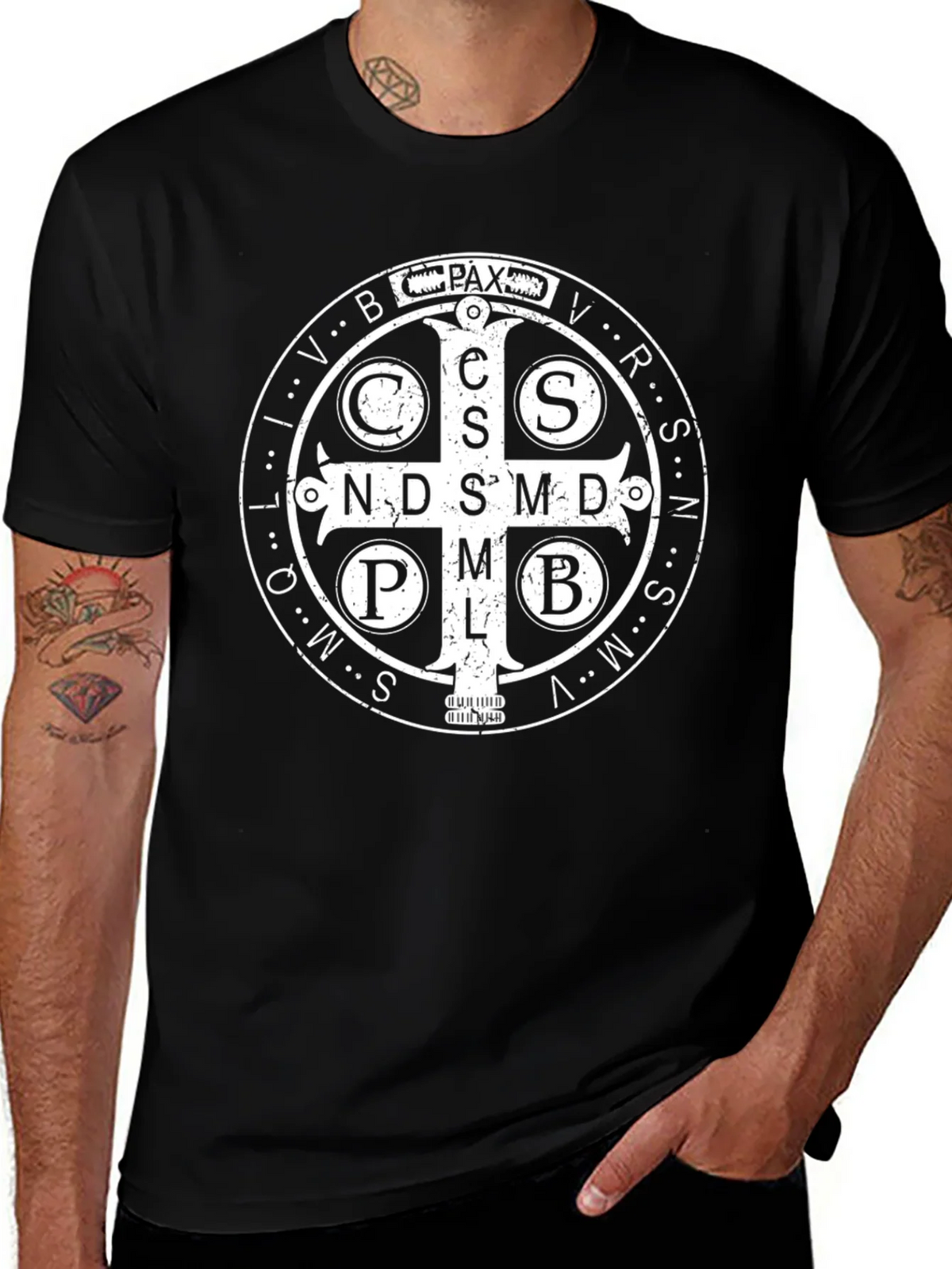 St. Benedict Medal Graphic Tee - Classic Religious Design product image 1