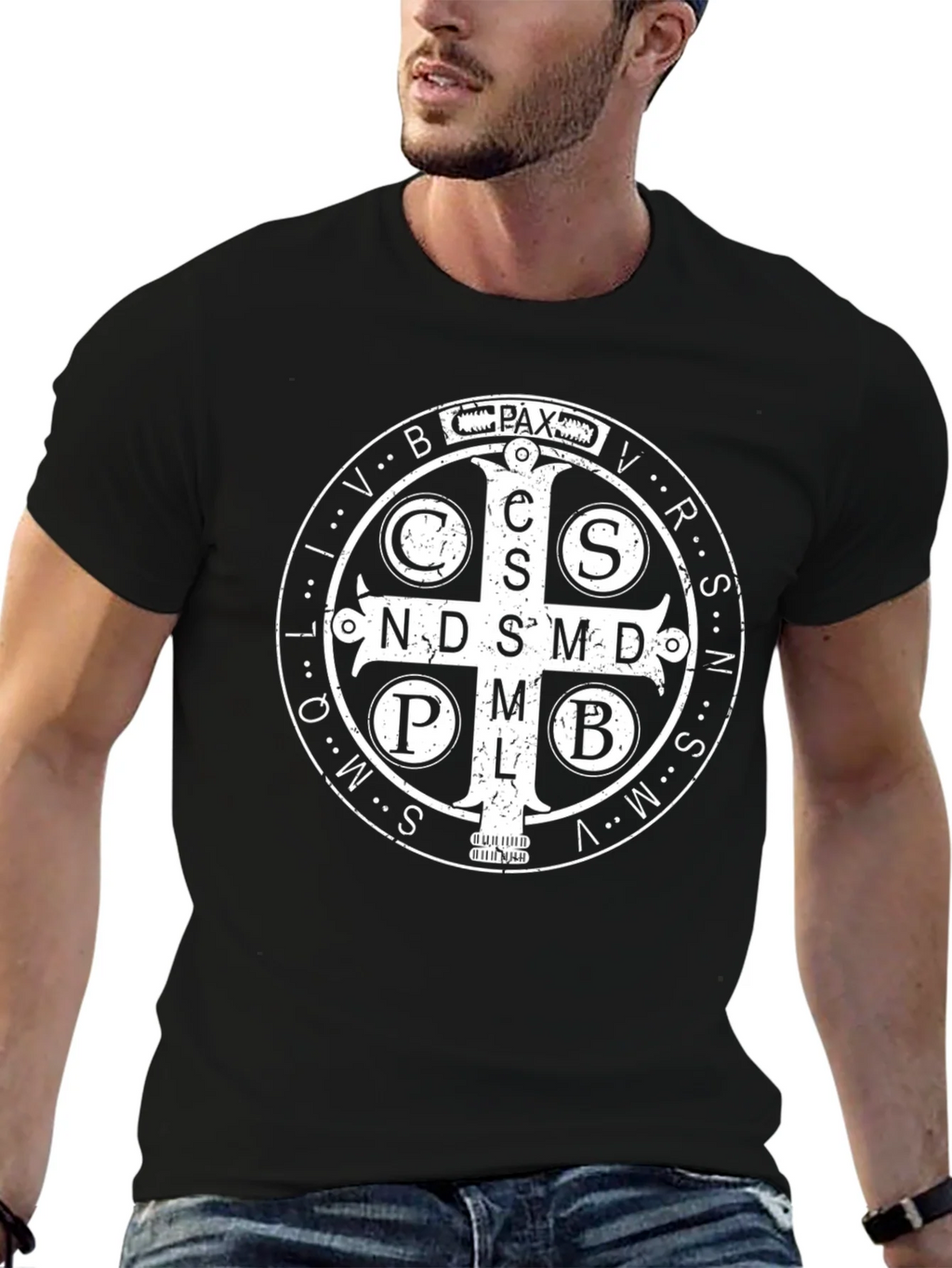 St. Benedict Medal Graphic Tee - Classic Religious Design product image 6
