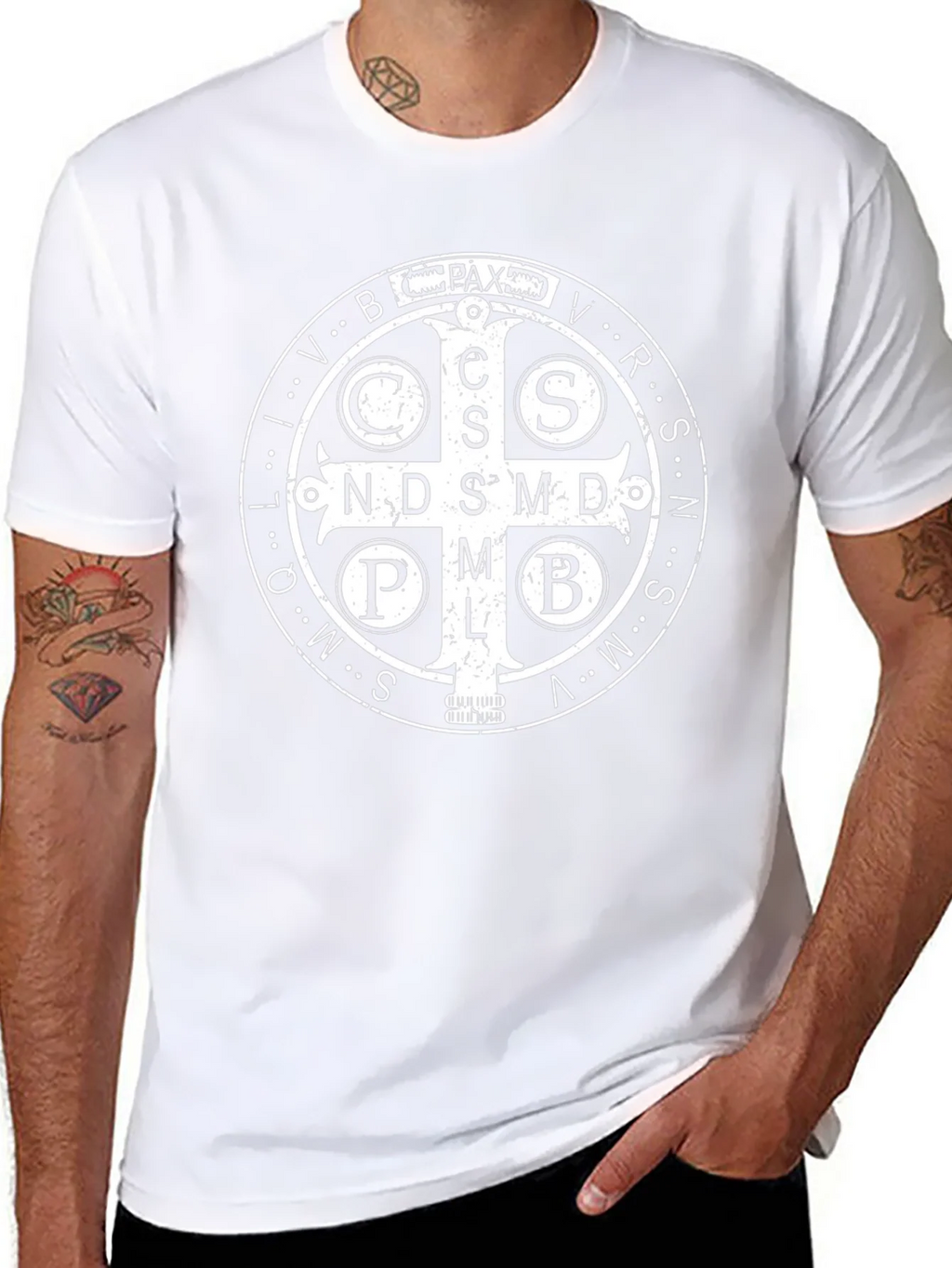 St. Benedict Medal Graphic Tee - Classic Religious Design product image 7