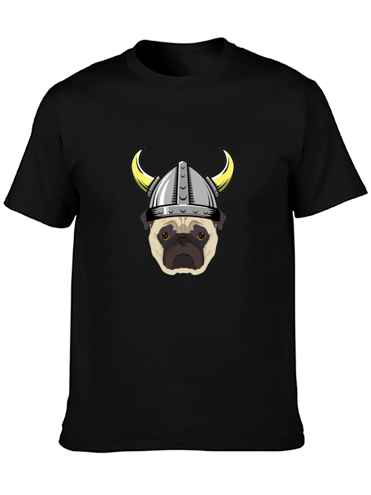 Viking Pug Graphic Tee - Black Cotton T-Shirt product image 3