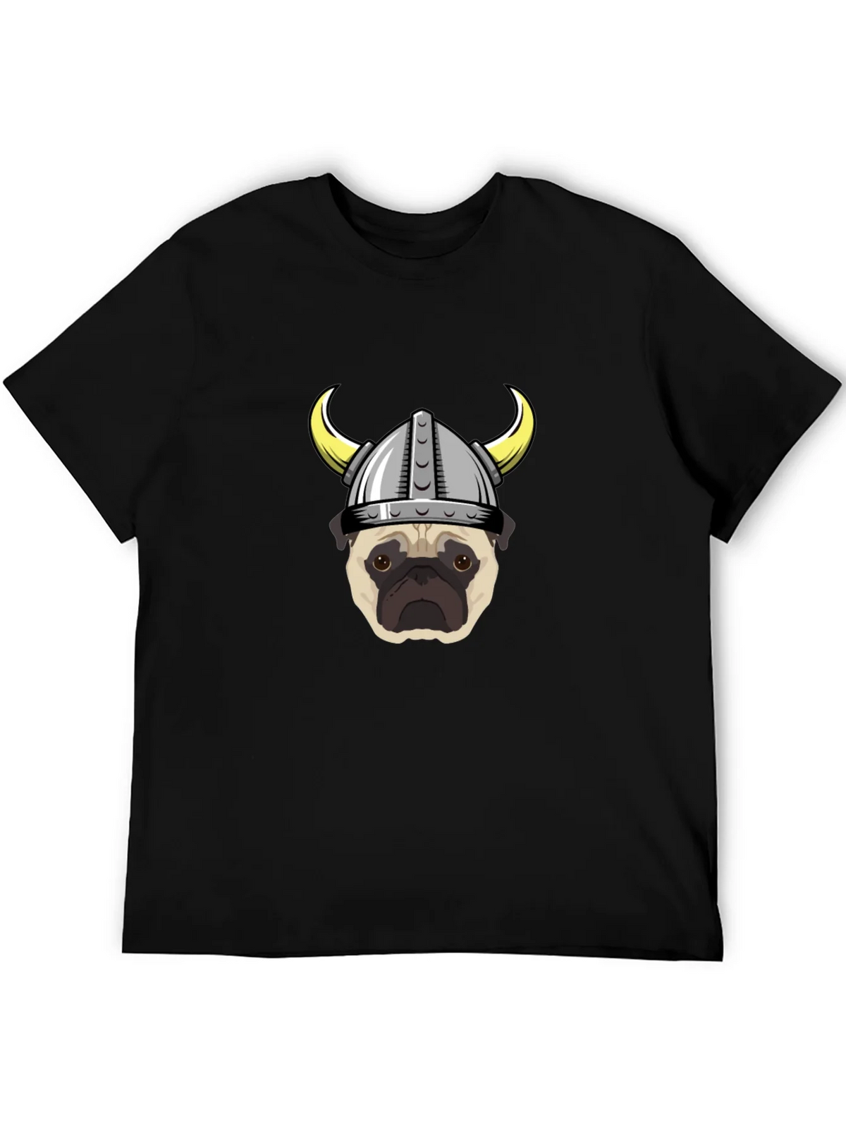 Viking Pug Graphic Tee - Black Cotton T-Shirt product image 5