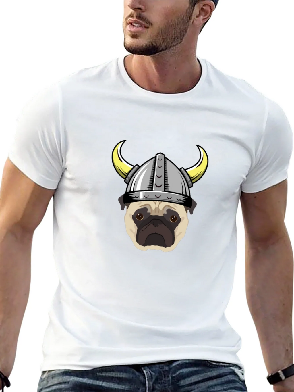 Viking Pug Graphic Tee - Black Cotton T-Shirt product image 12