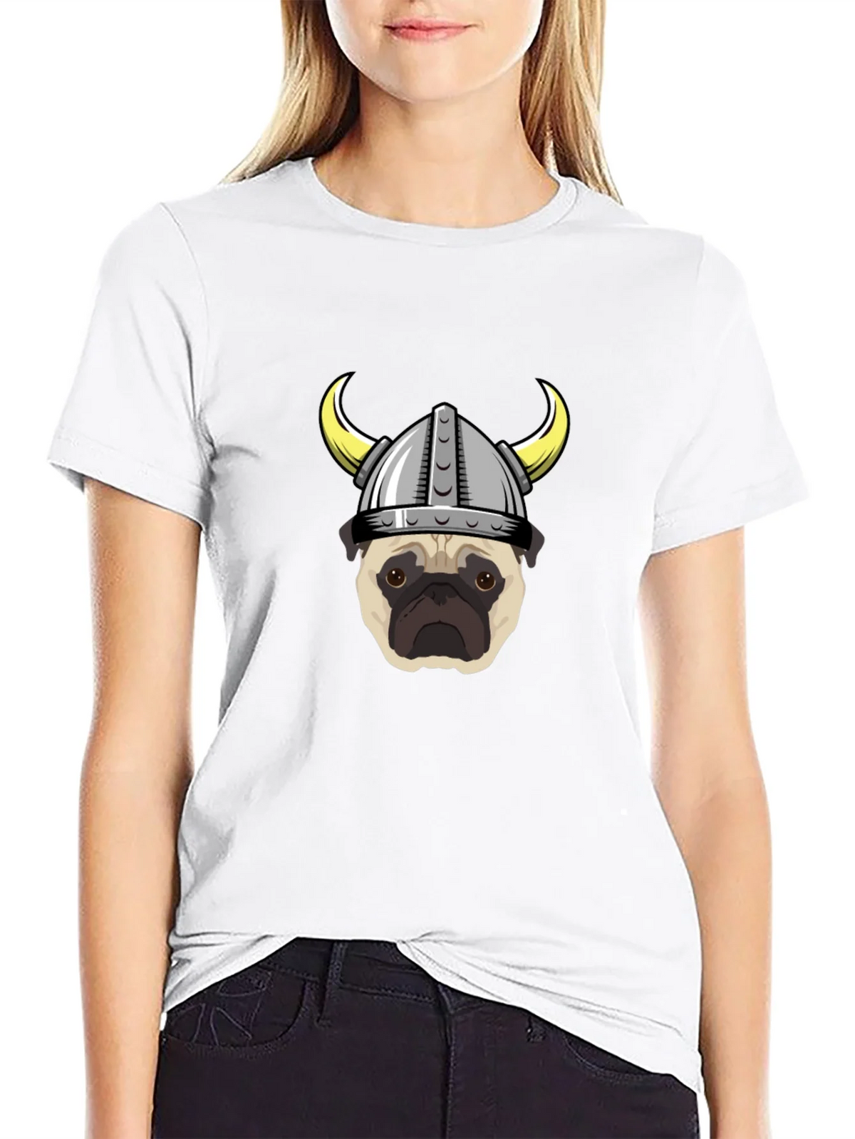 Viking Pug Graphic Tee - Black Cotton T-Shirt product image 8