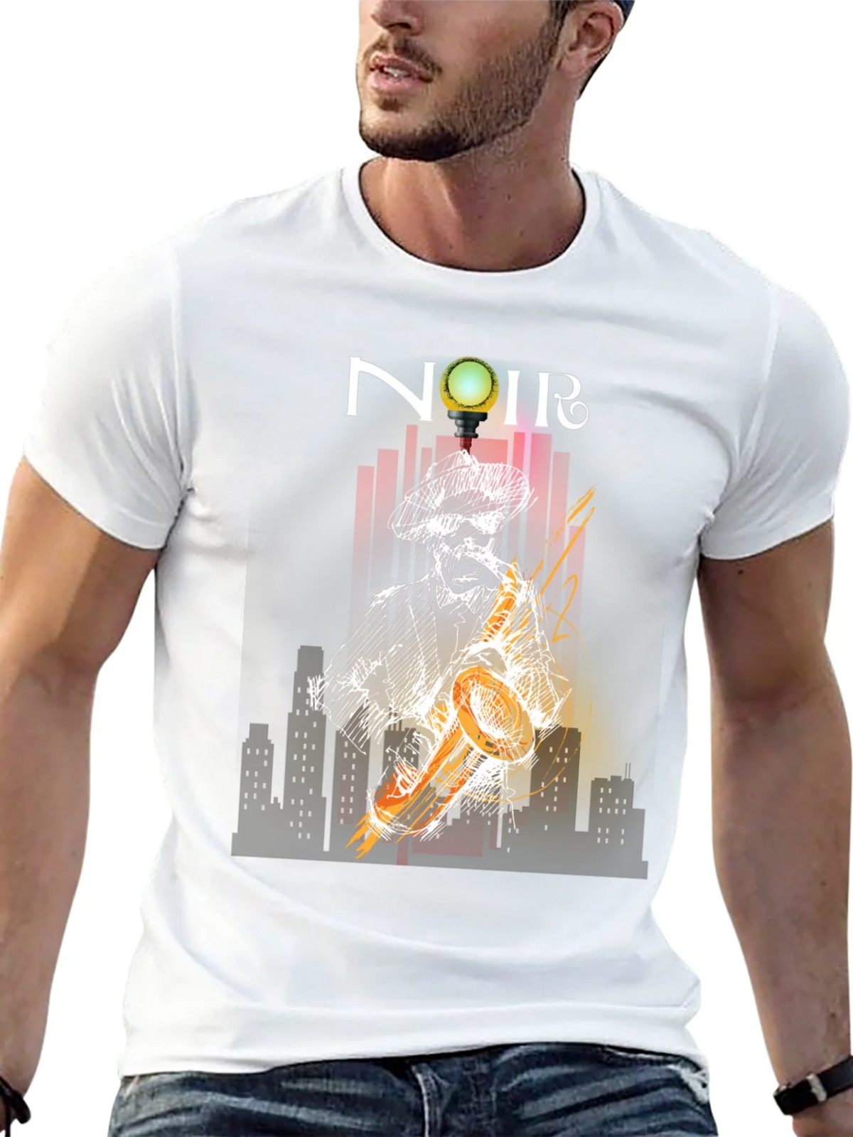 Noir Saxophone Graphic Tee - Cool Musician T-Shirt product image 12