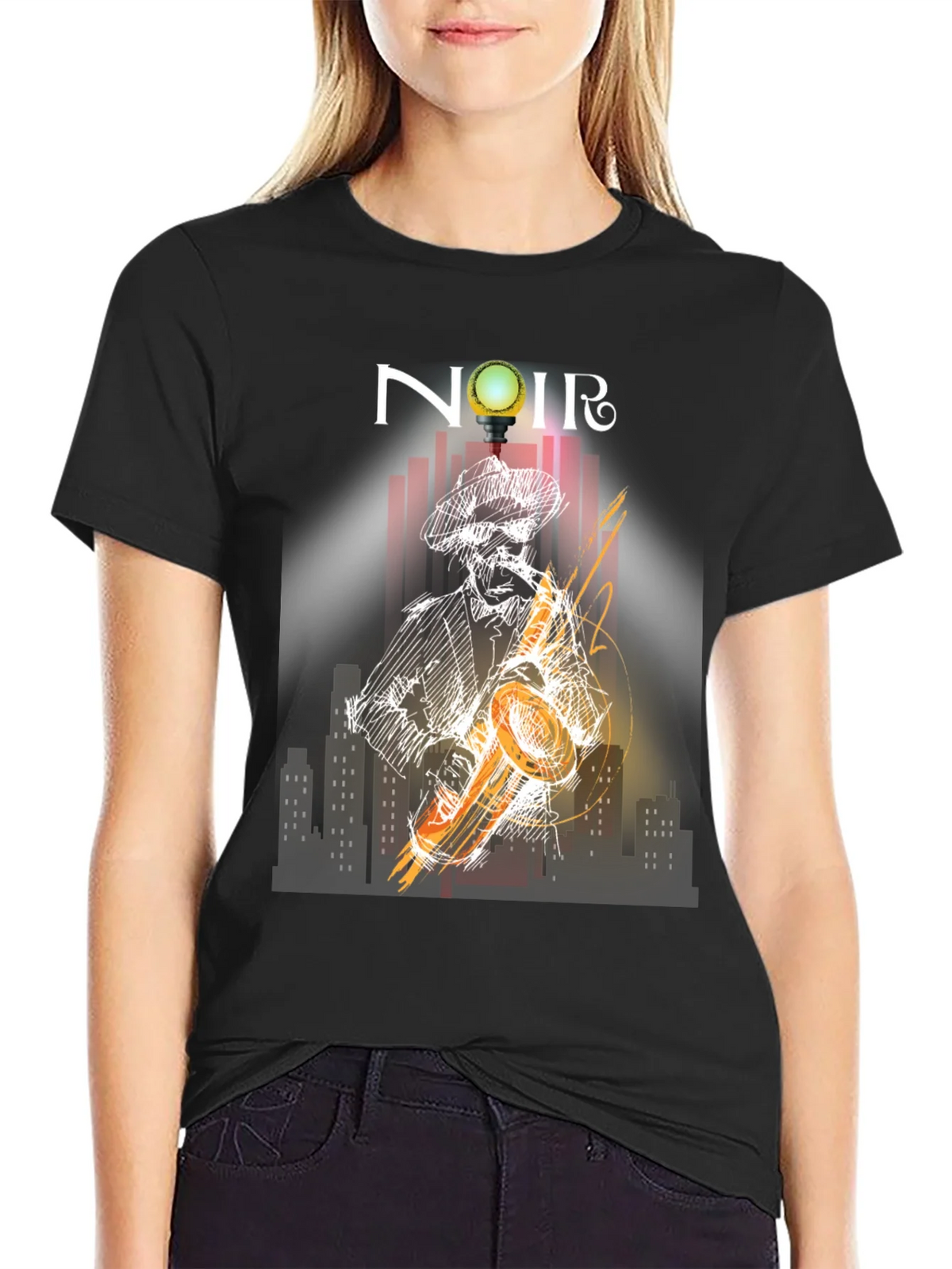 Noir Saxophone Graphic Tee - Cool Musician T-Shirt product image 2