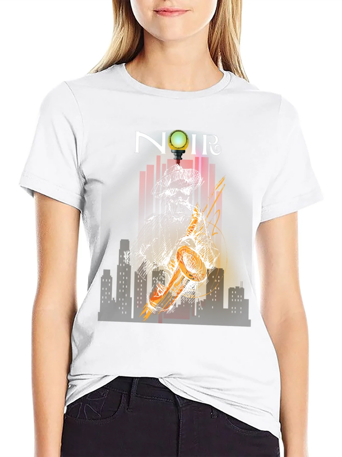 Noir Saxophone Graphic Tee - Cool Musician T-Shirt product image 8