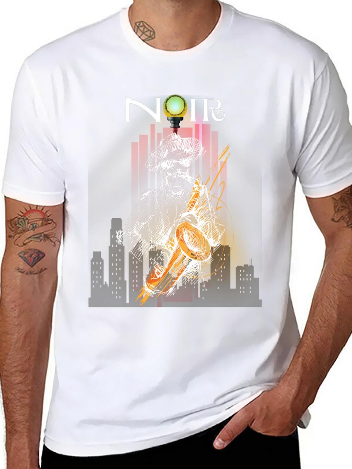 Noir Saxophone Graphic Tee - Cool Musician T-Shirt product image 7