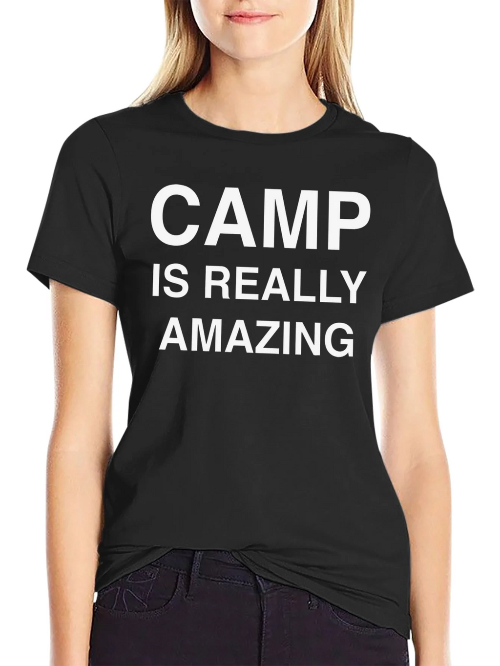 Camp Is Really Amazing Black Graphic T-Shirt product image 2