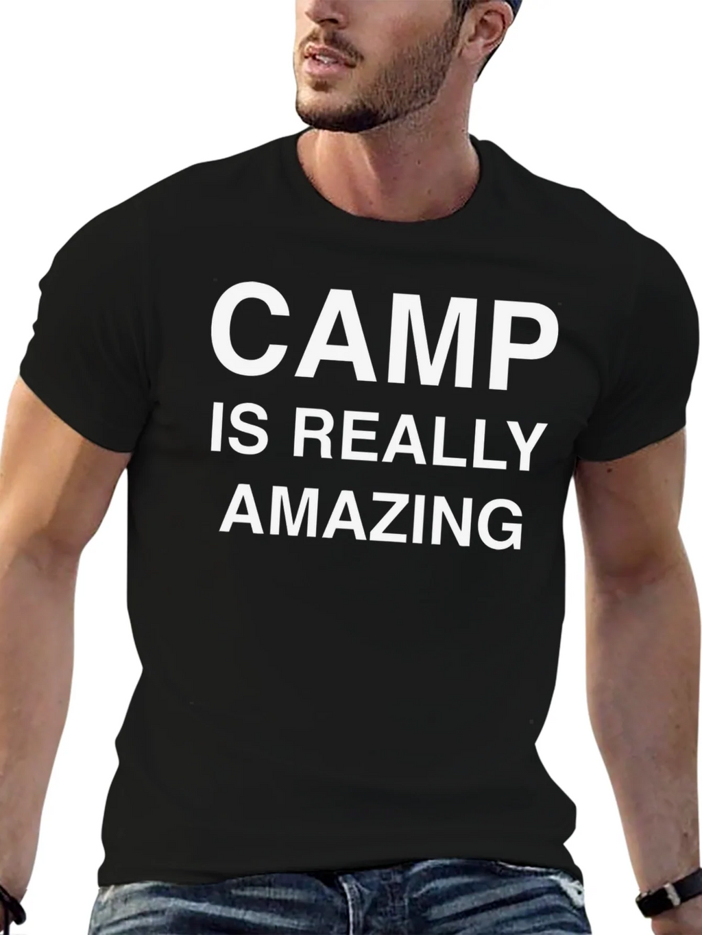 Camp Is Really Amazing Black Graphic T-Shirt product image 6