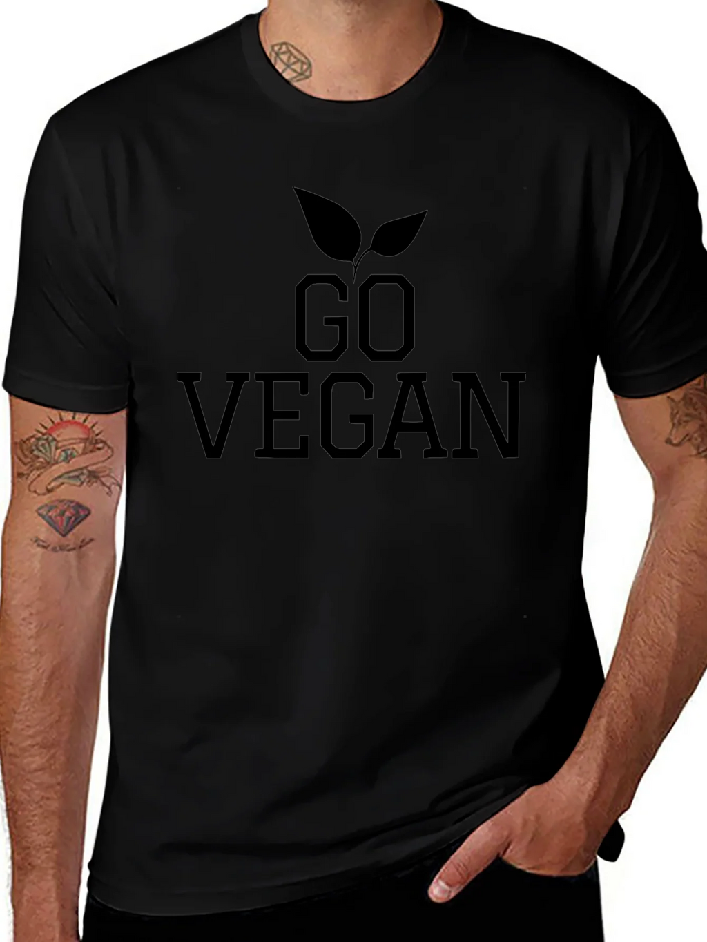Go Vegan Graphic Tee - Black Cotton T-Shirt product image 1
