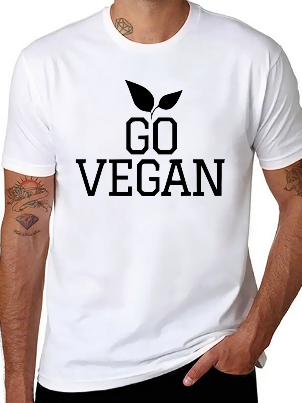 Go Vegan Graphic Tee - Black Cotton T-Shirt product image 7