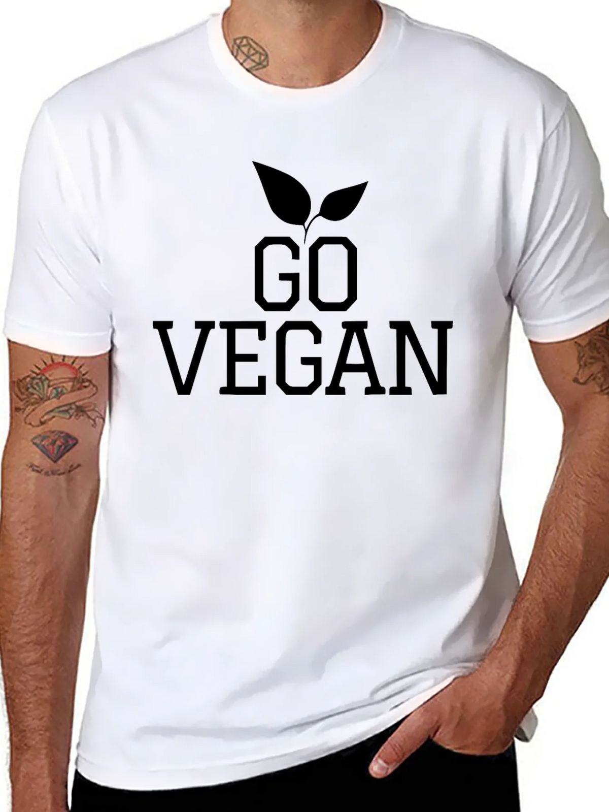 Go Vegan Graphic Tee - Black Cotton T-Shirt product image 7