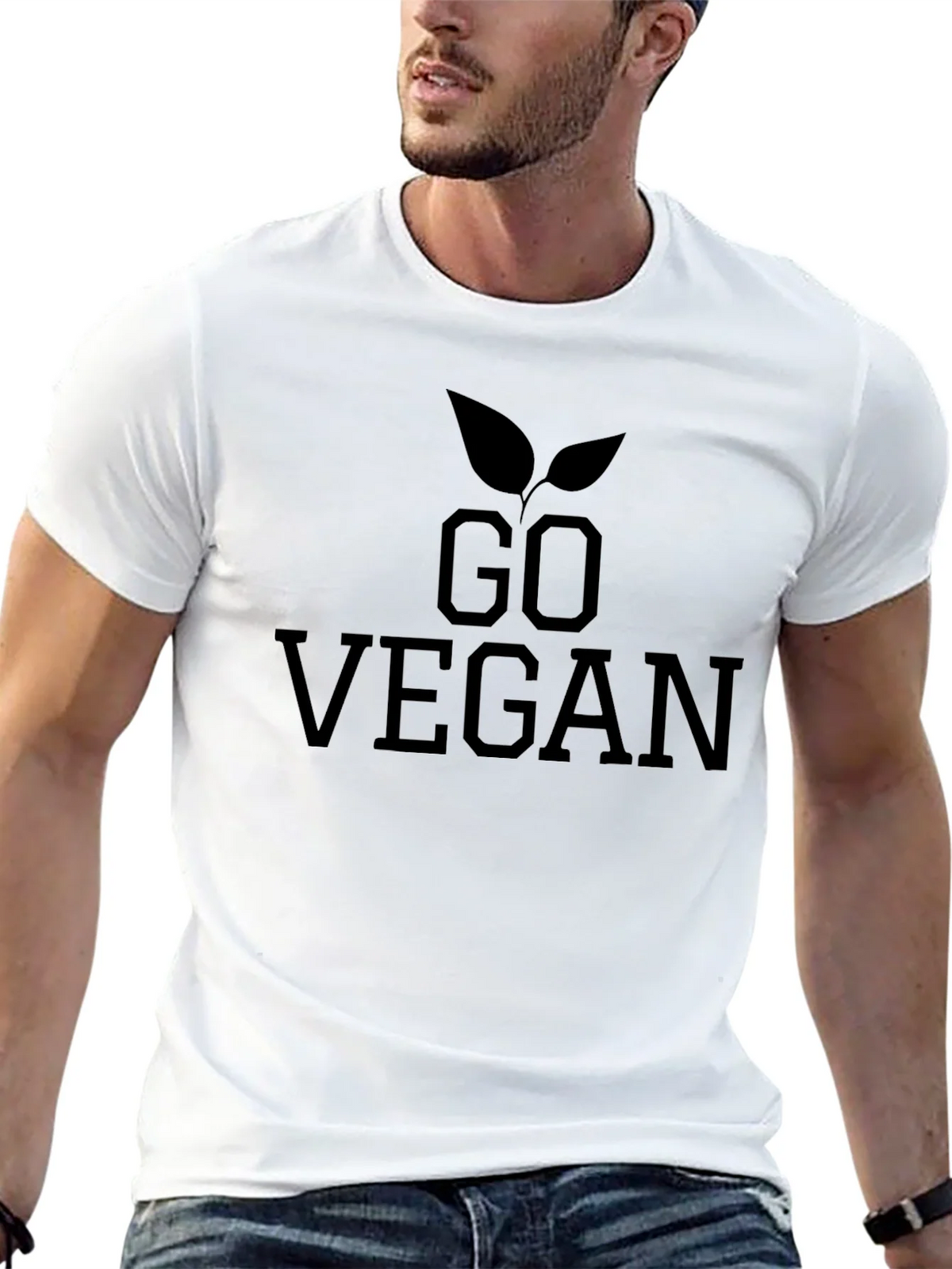 Go Vegan Graphic Tee - Black Cotton T-Shirt product image 12