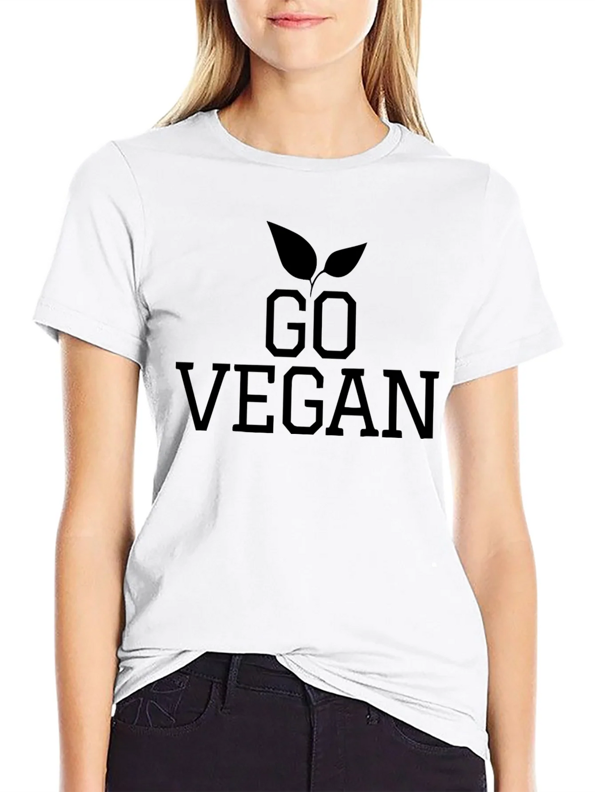 Go Vegan Graphic Tee - Black Cotton T-Shirt product image 8