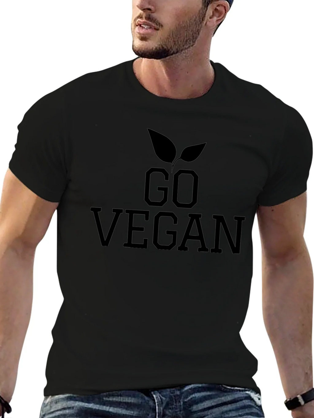 Go Vegan Graphic Tee - Black Cotton T-Shirt product image 6