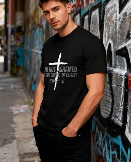 “I Am Not Ashamed of the Gospel” Christian T-Shirt - Romans product image 4