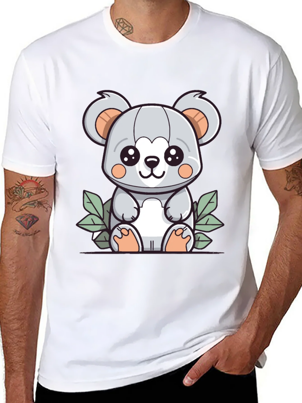Cute Koala Graphic T-Shirt - Black Cotton Tee product image 7