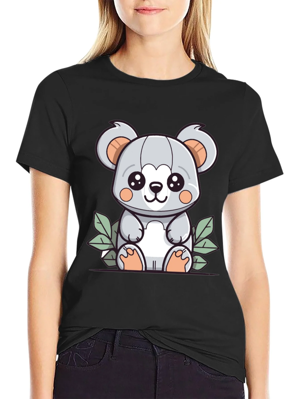 Cute Koala Graphic T-Shirt - Black Cotton Tee product image 2