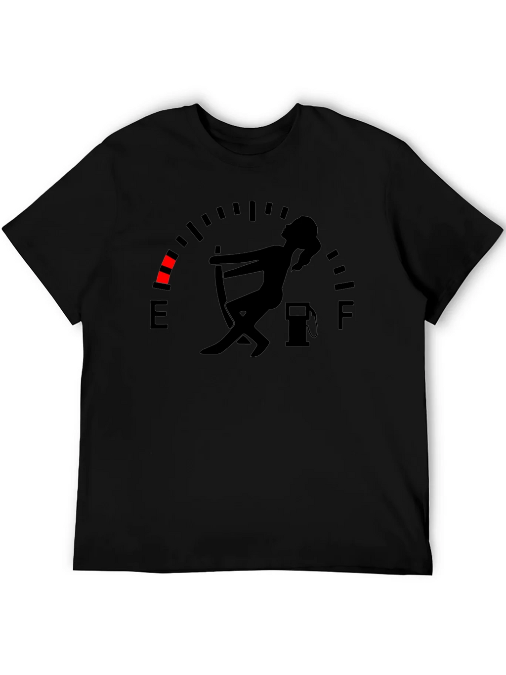 Fuel Gauge Humor Graphic Tee - Black Cotton T-Shirt product image 5