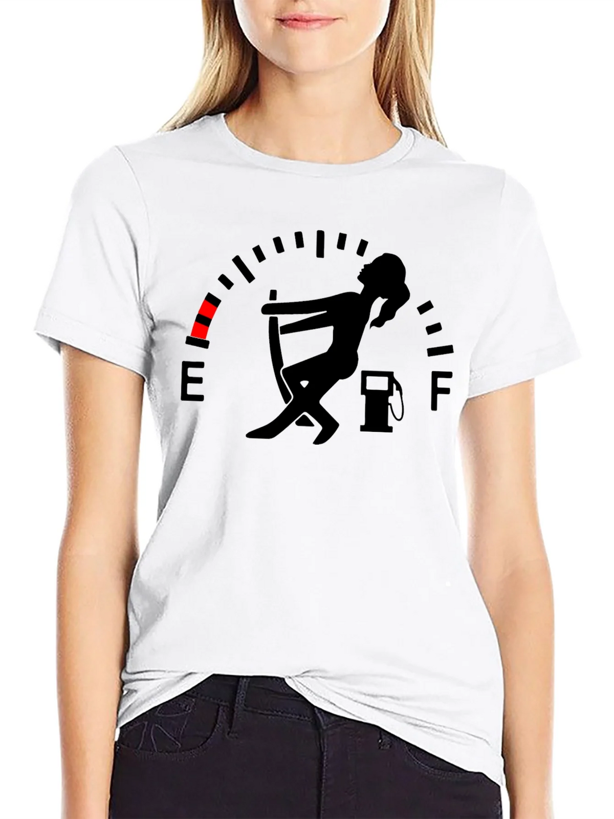Fuel Gauge Humor Graphic Tee - Black Cotton T-Shirt product image 8