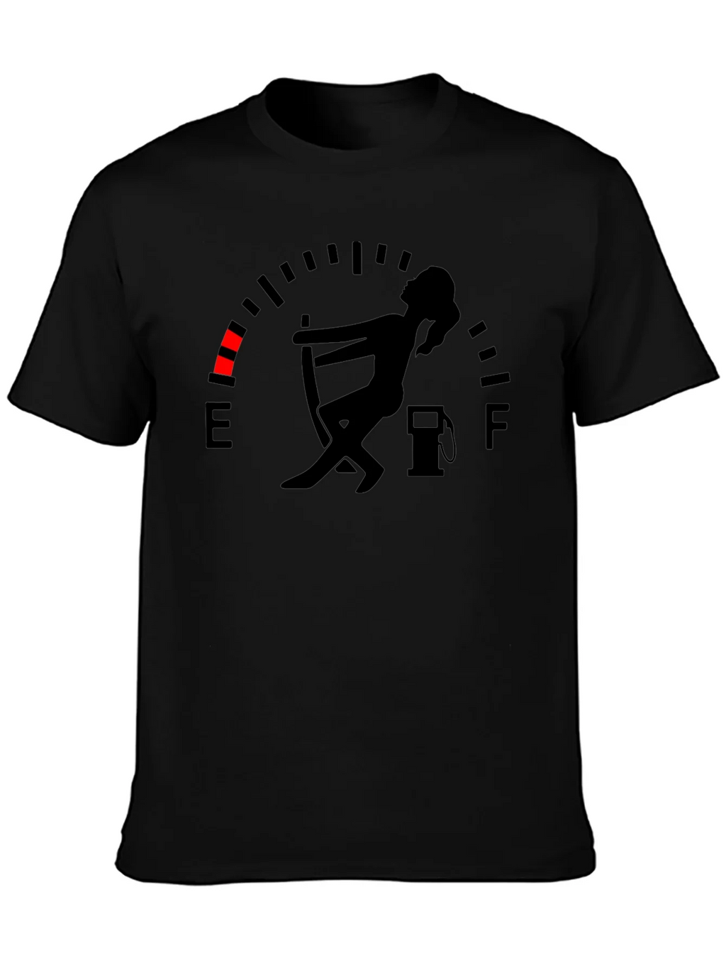Fuel Gauge Humor Graphic Tee - Black Cotton T-Shirt product image 3