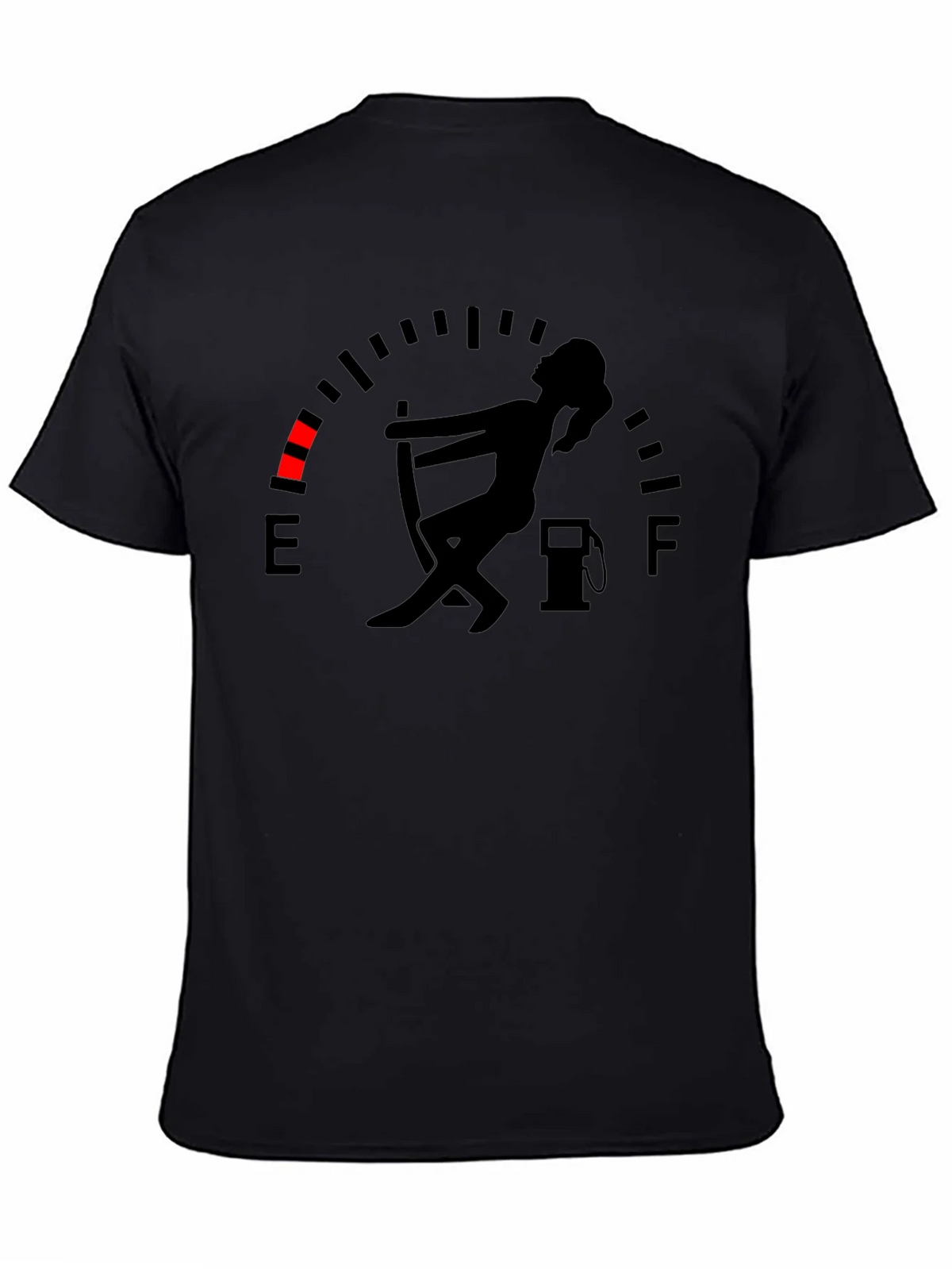 Fuel Gauge Humor Graphic Tee - Black Cotton T-Shirt product image 4