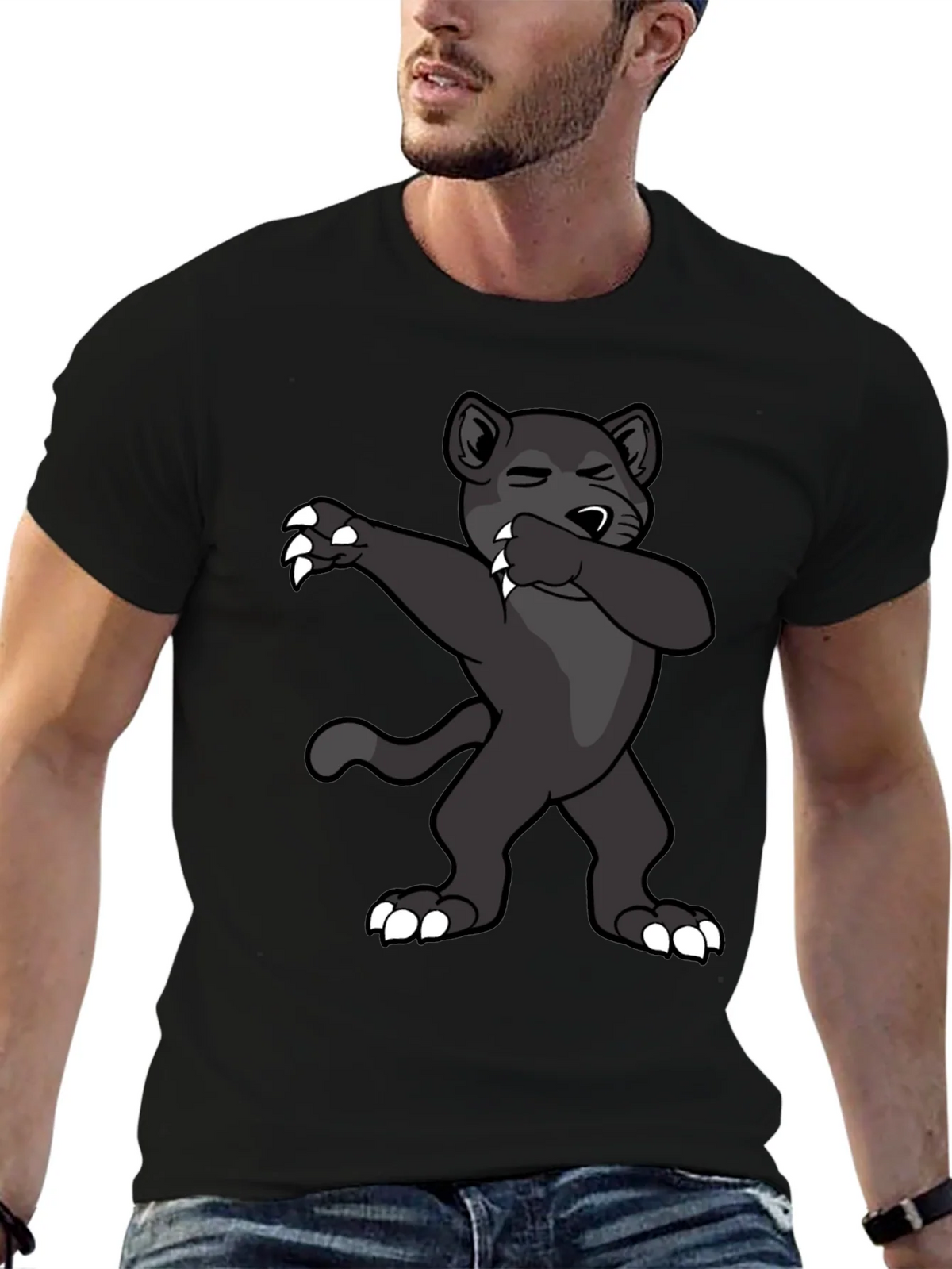 Dabbing Panther Graphic Tee - Mens Black T-Shirt product image 6