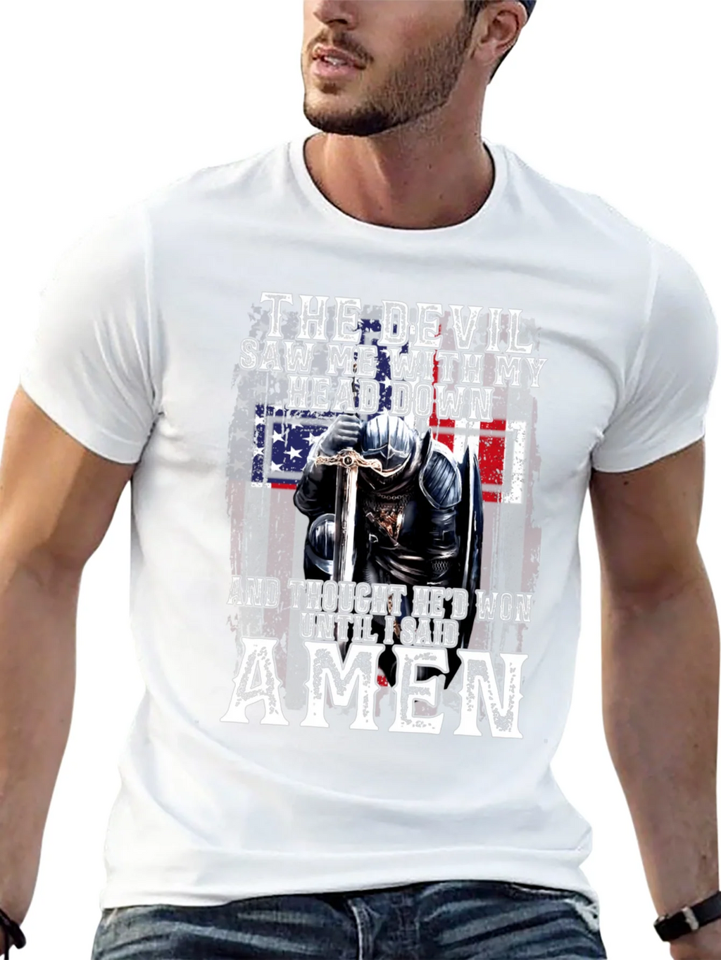 Devil Lost American Flag Knight T-Shirt product image 12