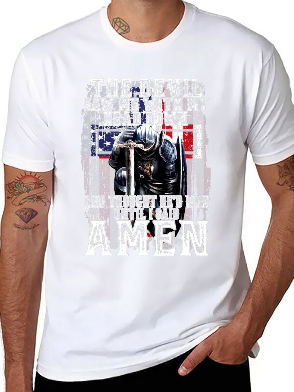 Devil Lost American Flag Knight T-Shirt product image 7