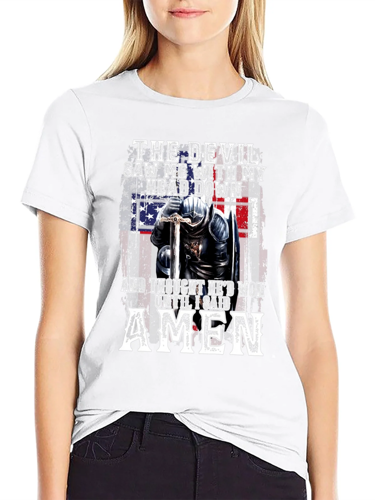 Devil Lost American Flag Knight T-Shirt product image 8