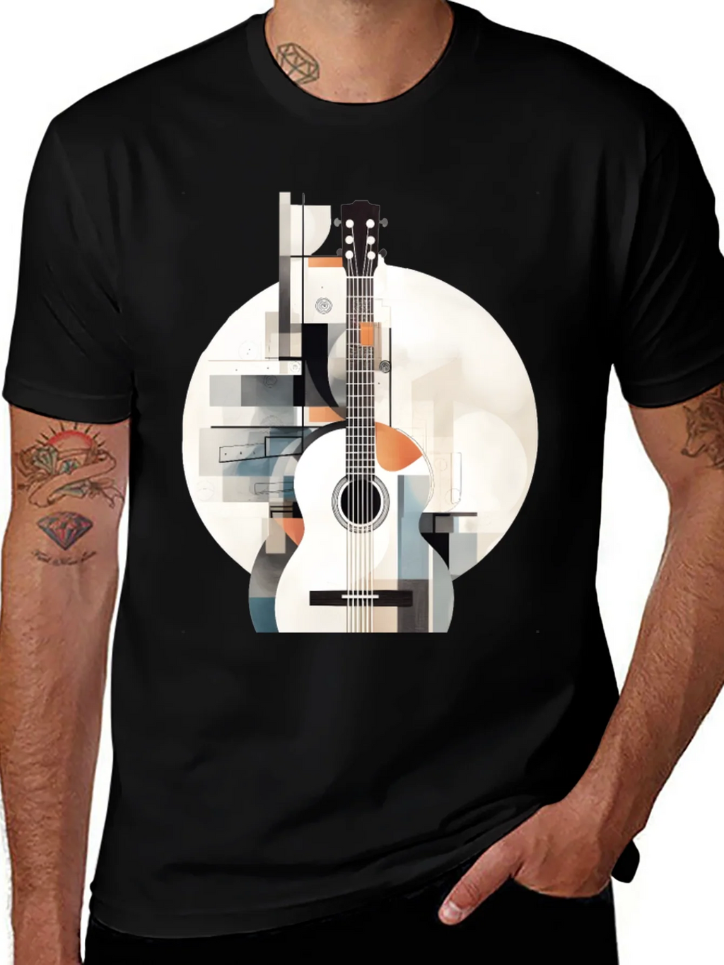 Abstract Guitar Graphic Tee - Modern Music Lovers Shirt product image 1
