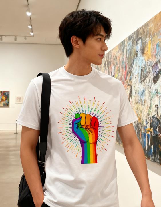 Rainbow Fist LGBTQ+ Pride T-Shirt - 100% Cotton, Bold product image 2