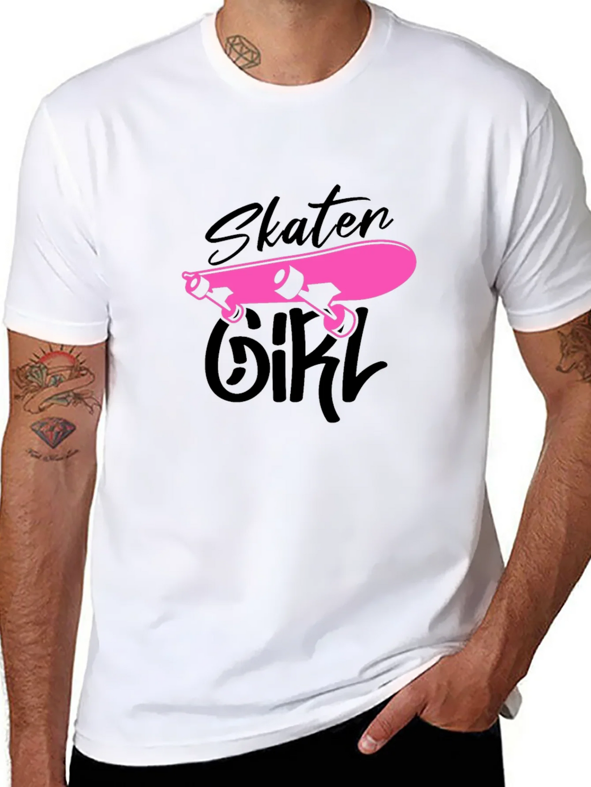 Skater Girl Graphic Tee - Black Cotton T-Shirt product image 7