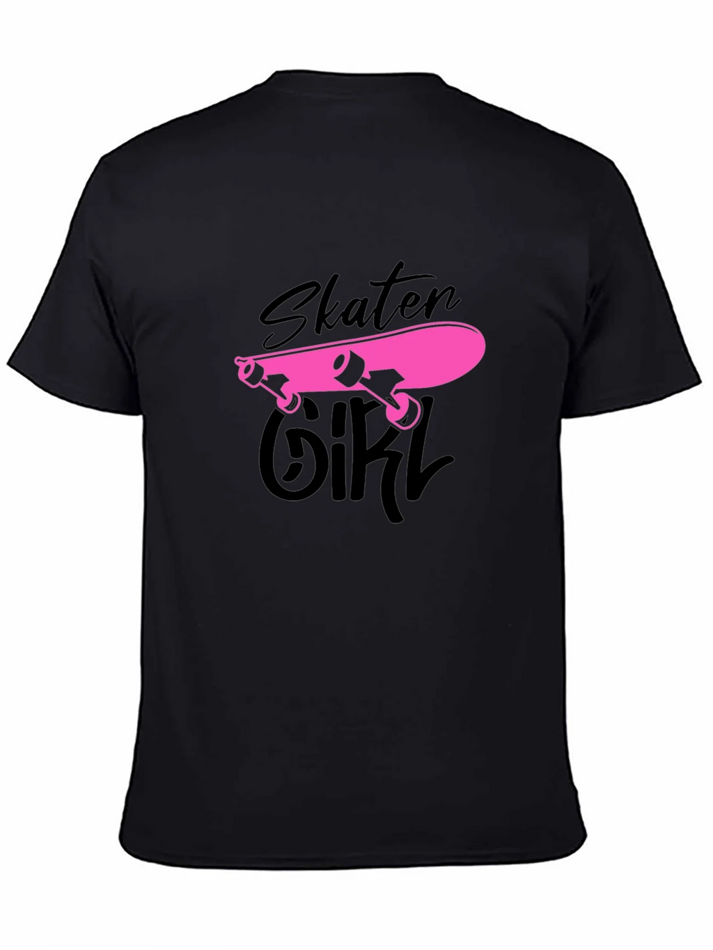 Skater Girl Graphic Tee - Black Cotton T-Shirt product image 4