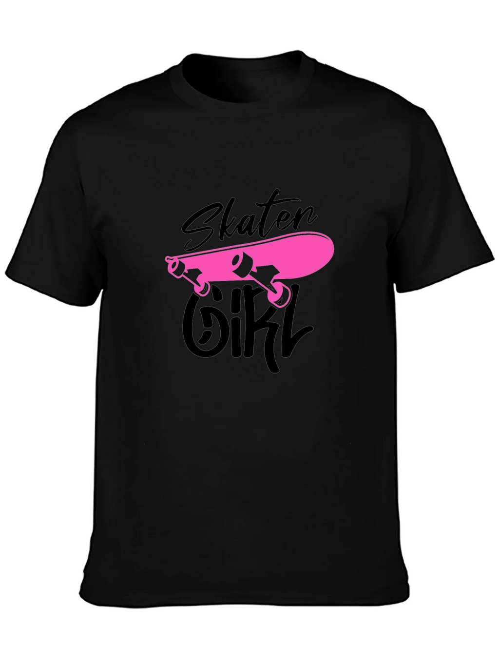 Skater Girl Graphic Tee - Black Cotton T-Shirt product image 3