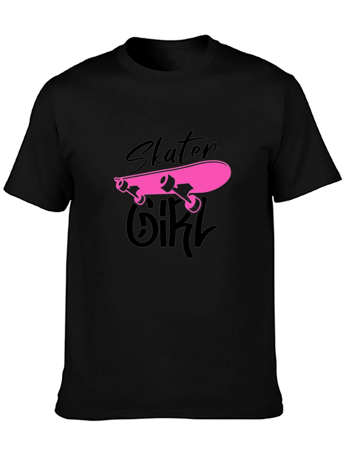 Skater Girl Graphic Tee - Black Cotton T-Shirt product image 3