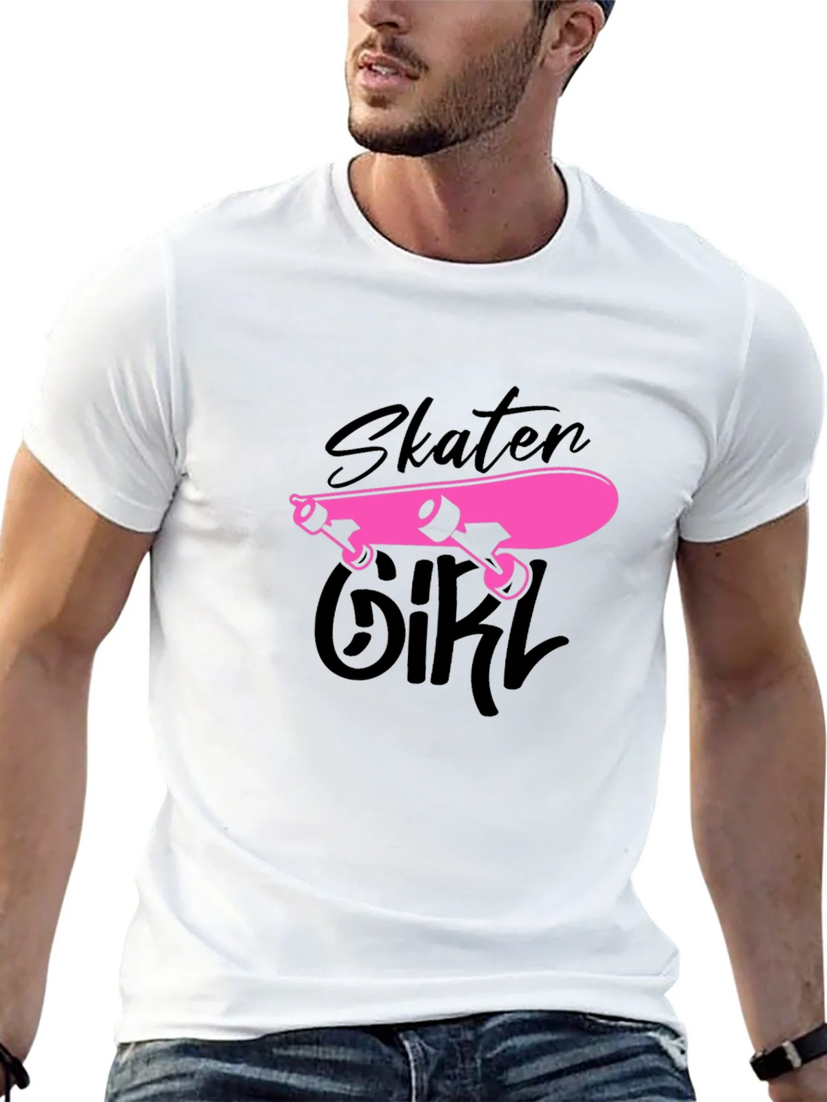 Skater Girl Graphic Tee - Black Cotton T-Shirt product image 12