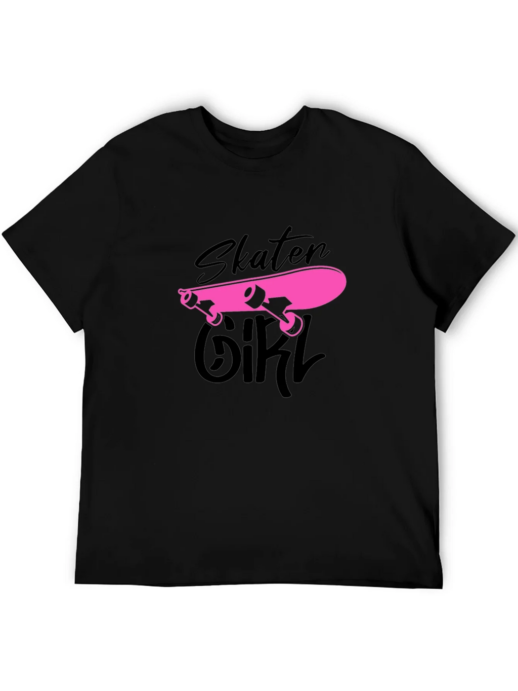 Skater Girl Graphic Tee - Black Cotton T-Shirt product image 5