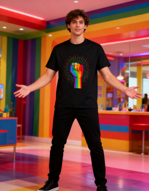 Rainbow Fist LGBTQ+ Pride T-Shirt - 100% Cotton, Bold product image 9