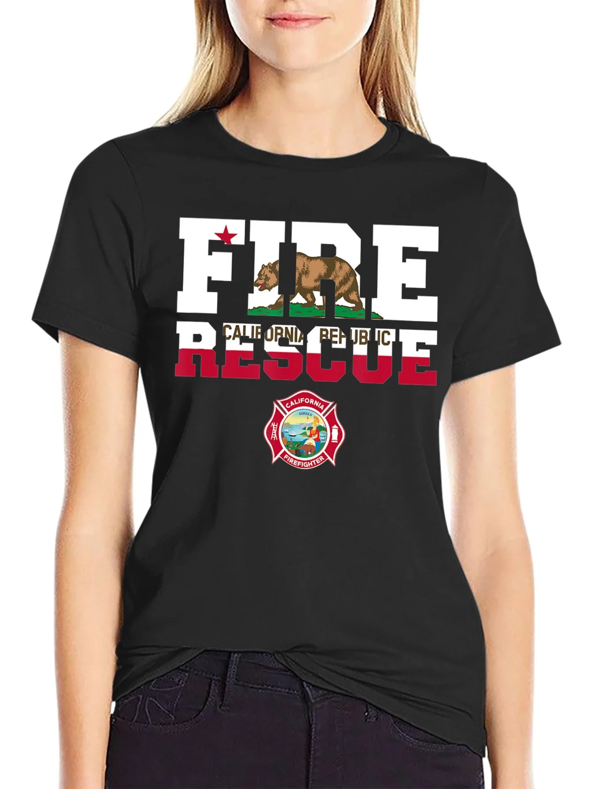 Fire Rescue California Firefighter T-Shirt product image 2