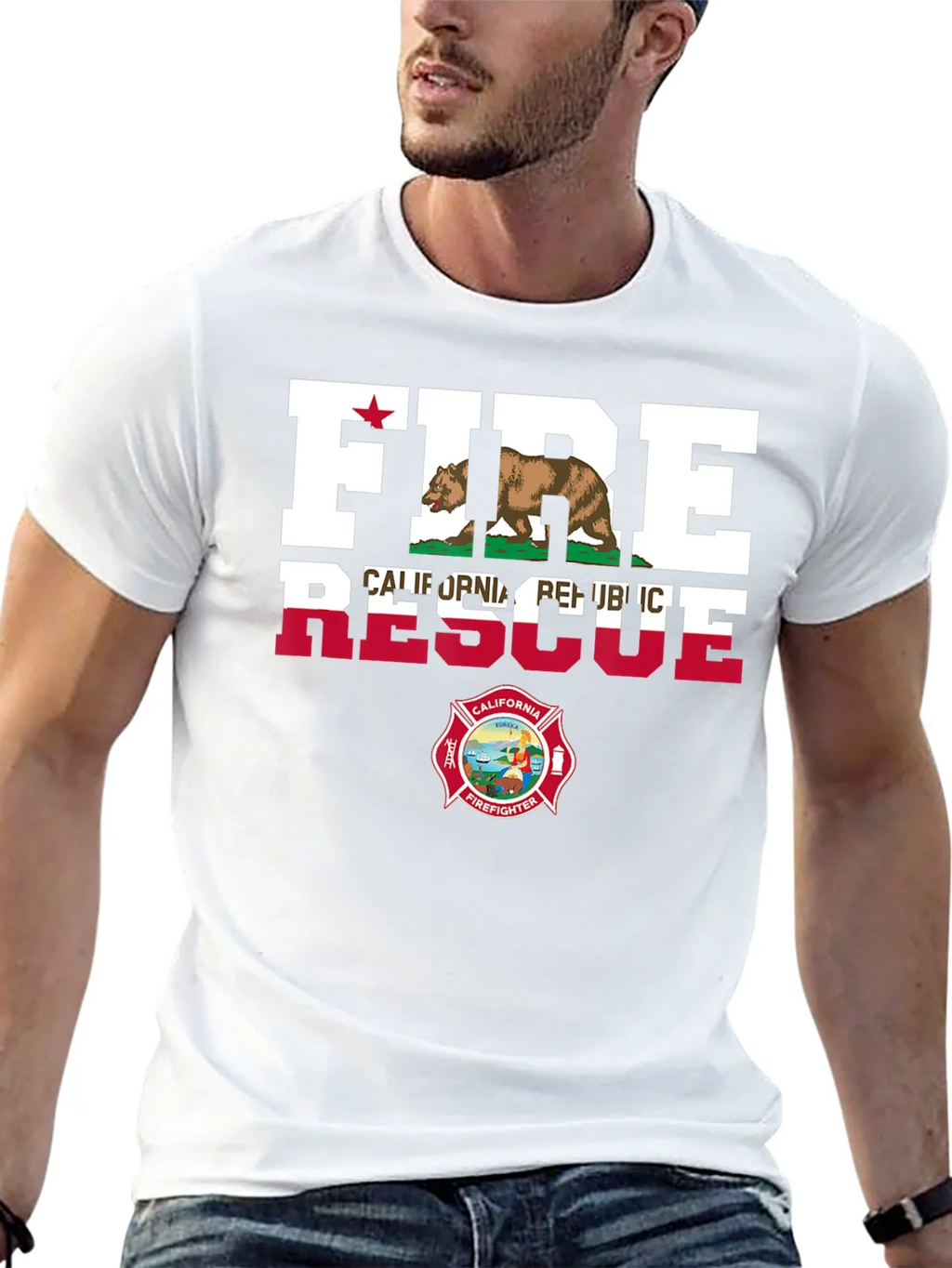 Fire Rescue California Firefighter T-Shirt product image 11