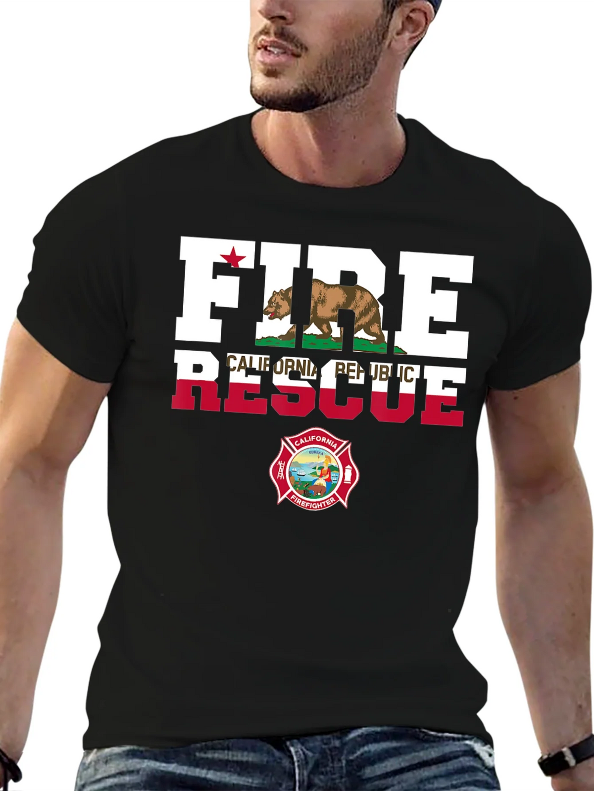 Fire Rescue California Firefighter T-Shirt product image 6