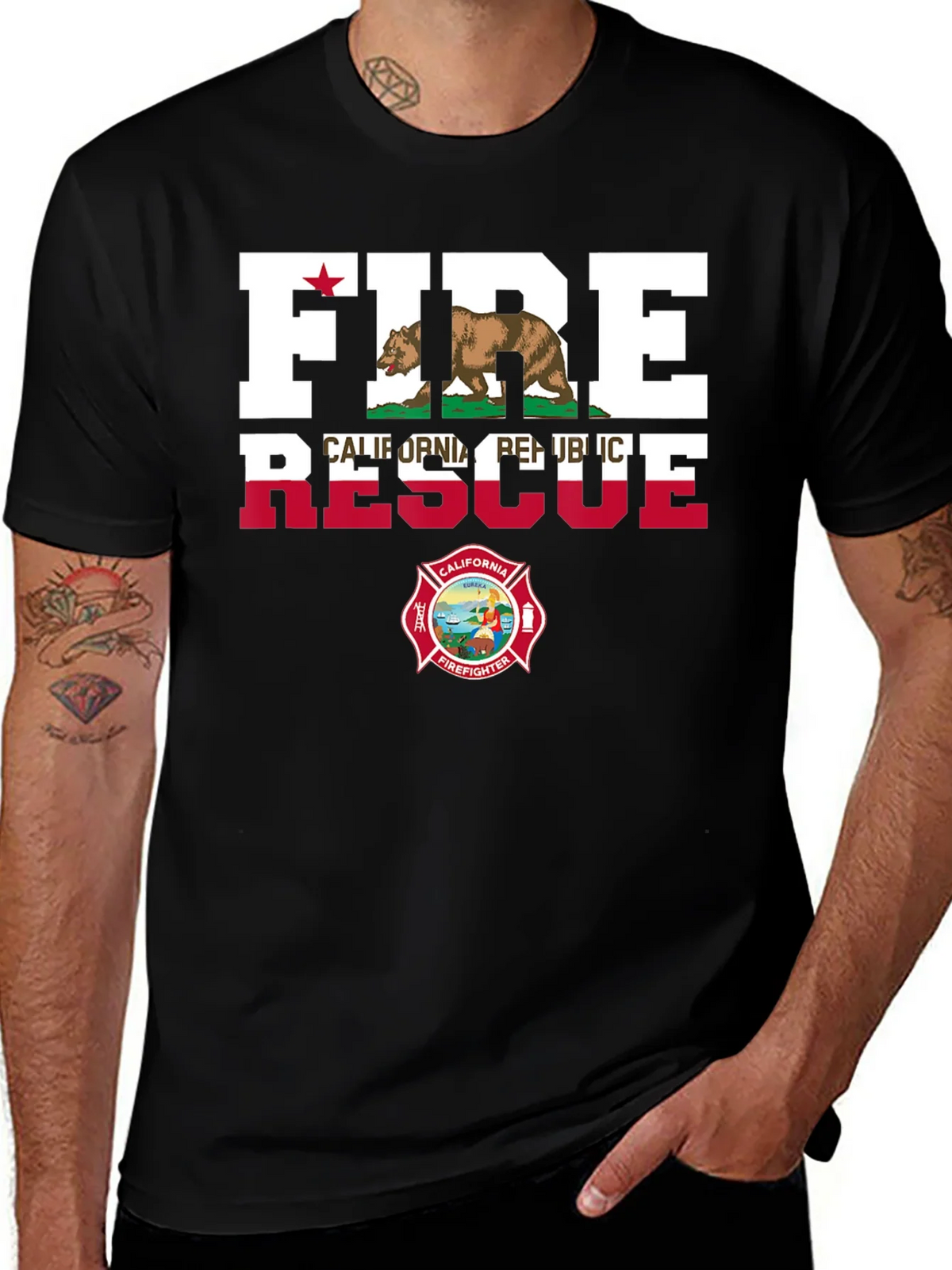 Fire Rescue California Firefighter T-Shirt product image 1