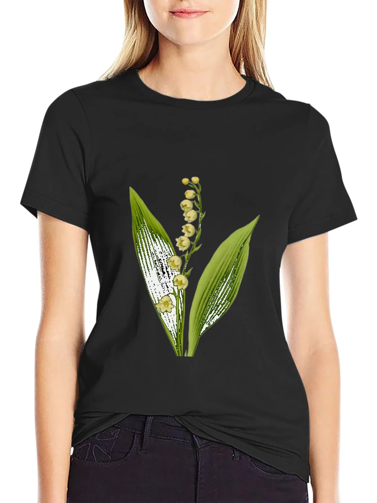Lily of the Valley Graphic Black T-Shirt product image 2
