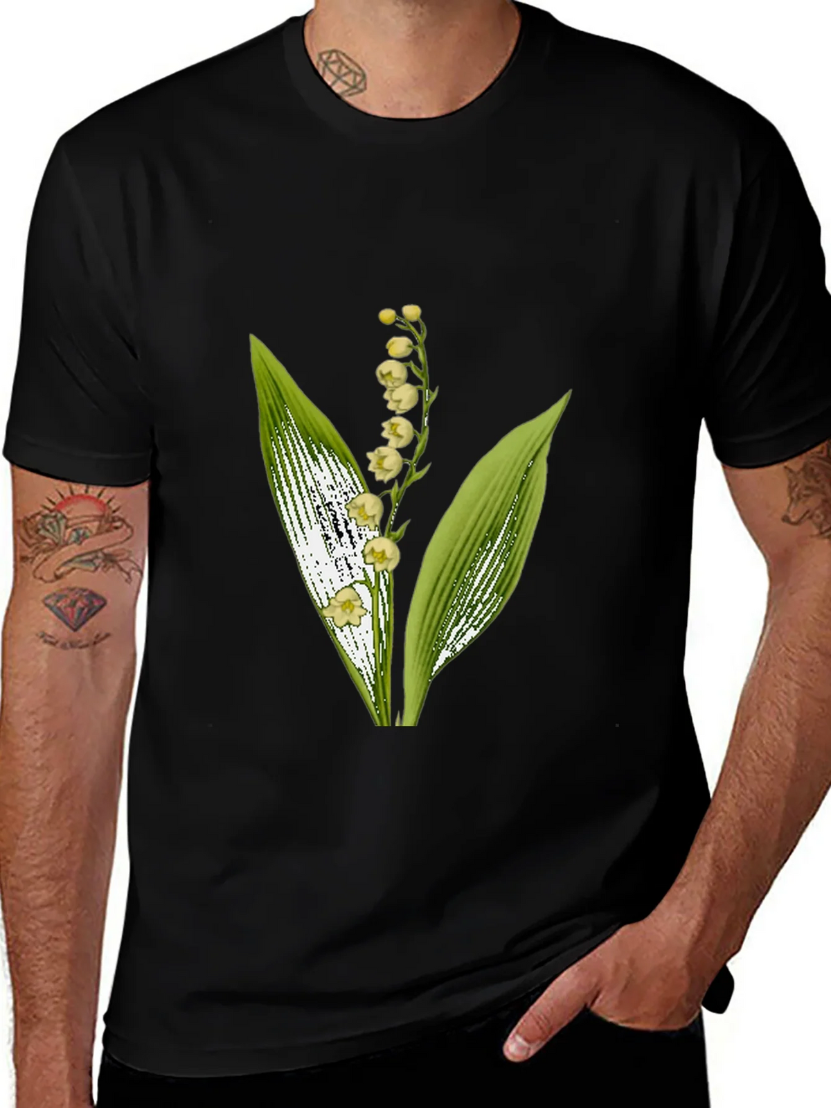 Lily of the Valley Graphic Black T-Shirt product image 1
