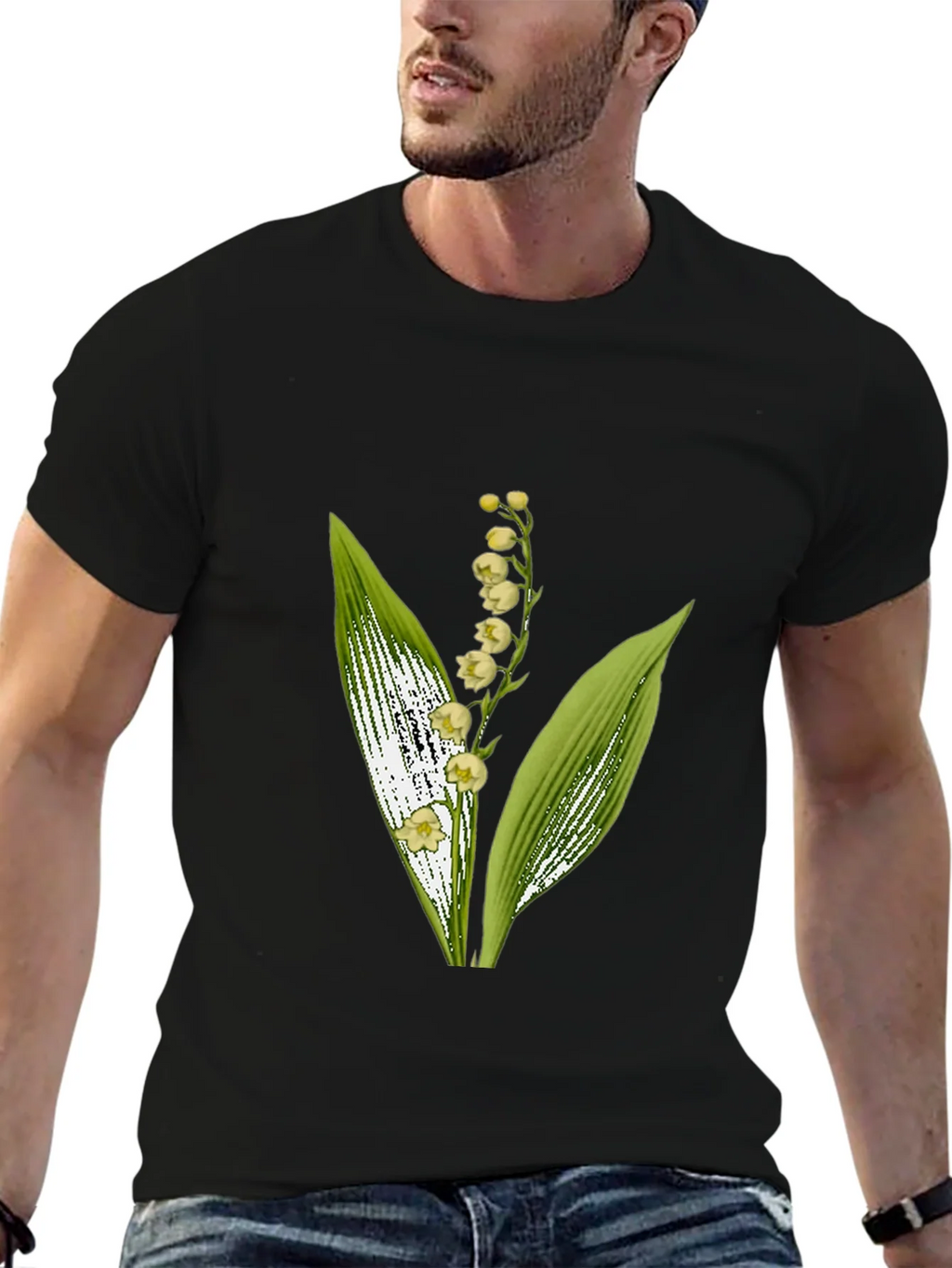 Lily of the Valley Graphic Black T-Shirt product image 6
