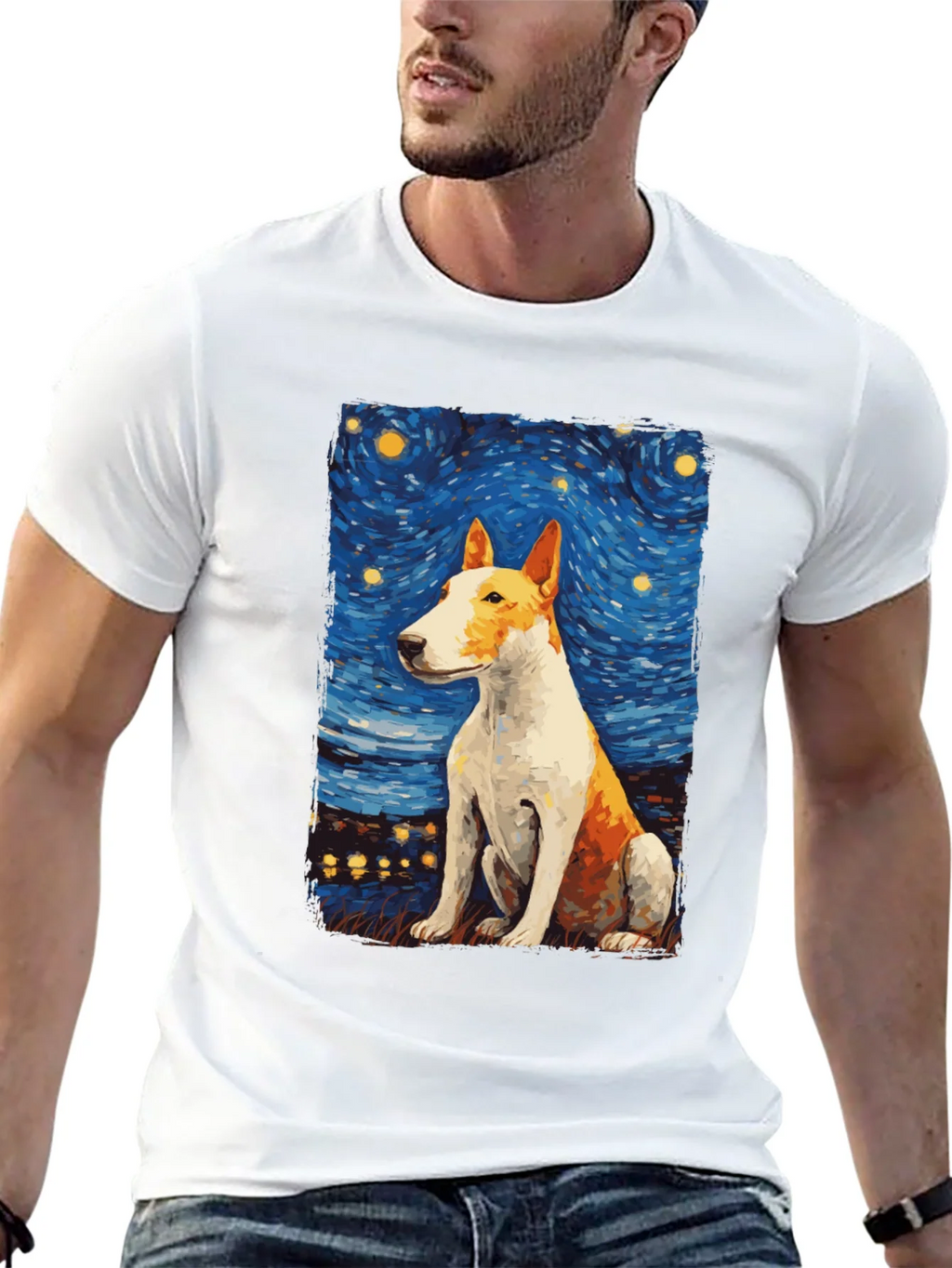 Starry Bull Terrier Art T-Shirt product image 12