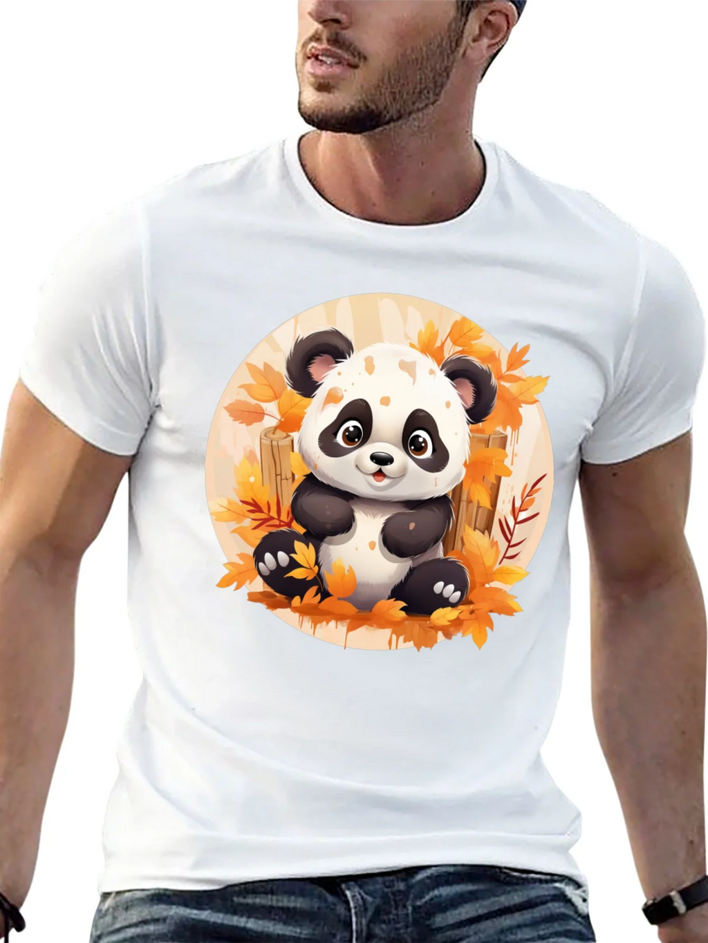Cute Panda T-Shirt - Autumn Leaves Design product image 12