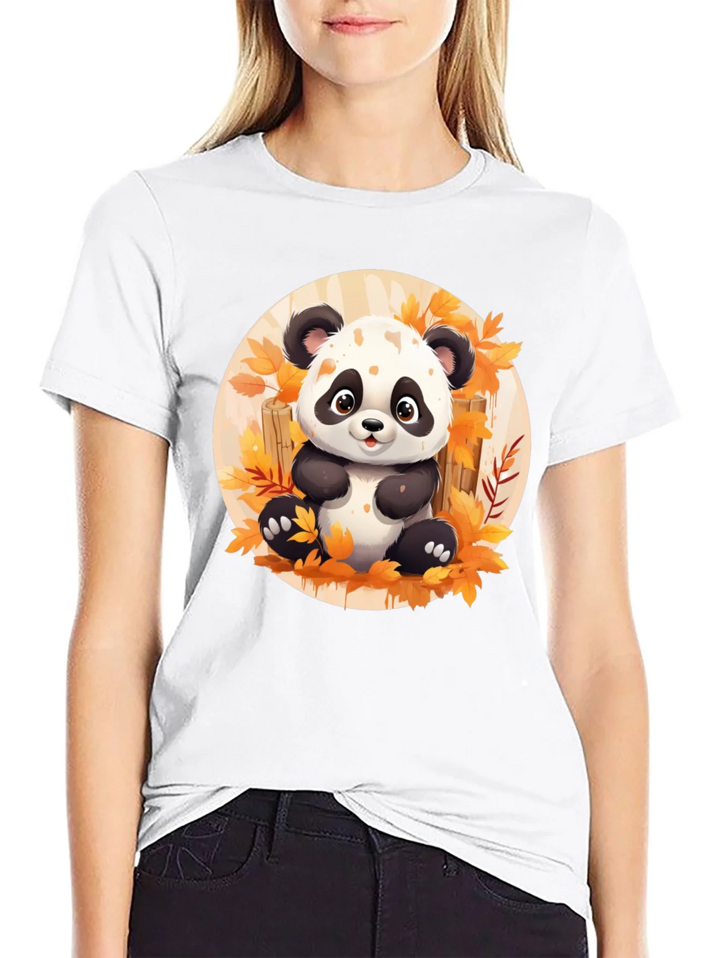 Cute Panda T-Shirt - Autumn Leaves Design product image 8
