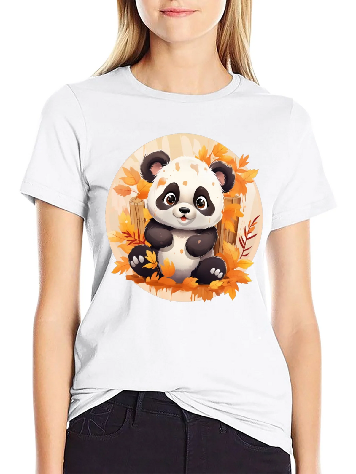 Cute Panda T-Shirt - Autumn Leaves Design product image 8